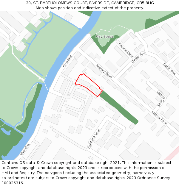 30, ST. BARTHOLOMEWS COURT, RIVERSIDE, CAMBRIDGE, CB5 8HG: Location map and indicative extent of plot