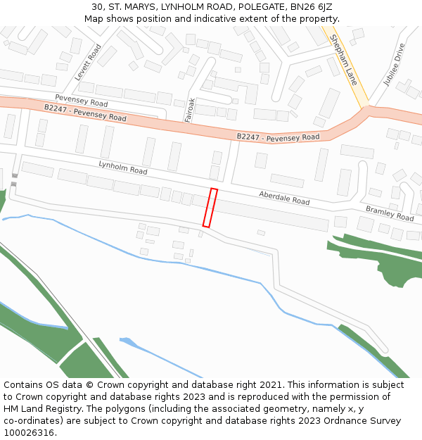 30, ST. MARYS, LYNHOLM ROAD, POLEGATE, BN26 6JZ: Location map and indicative extent of plot