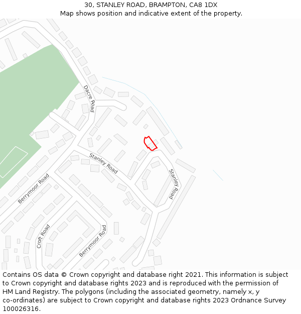 30, STANLEY ROAD, BRAMPTON, CA8 1DX: Location map and indicative extent of plot