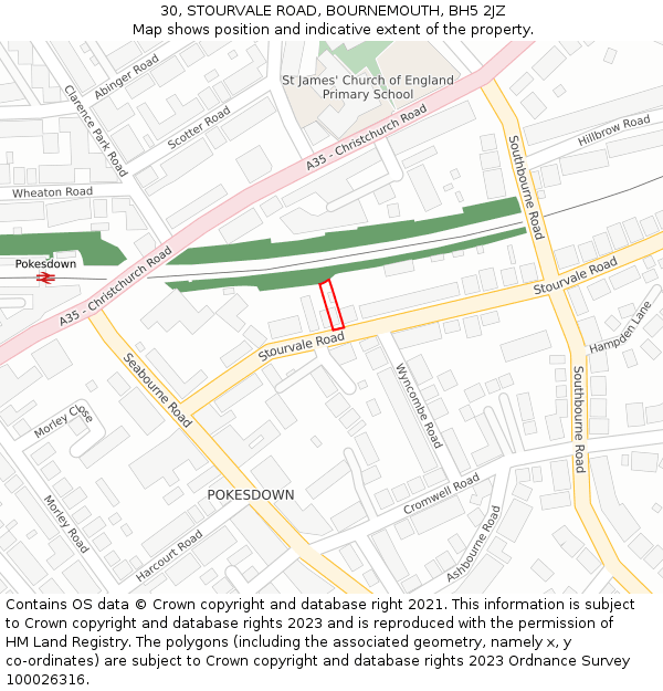 30, STOURVALE ROAD, BOURNEMOUTH, BH5 2JZ: Location map and indicative extent of plot