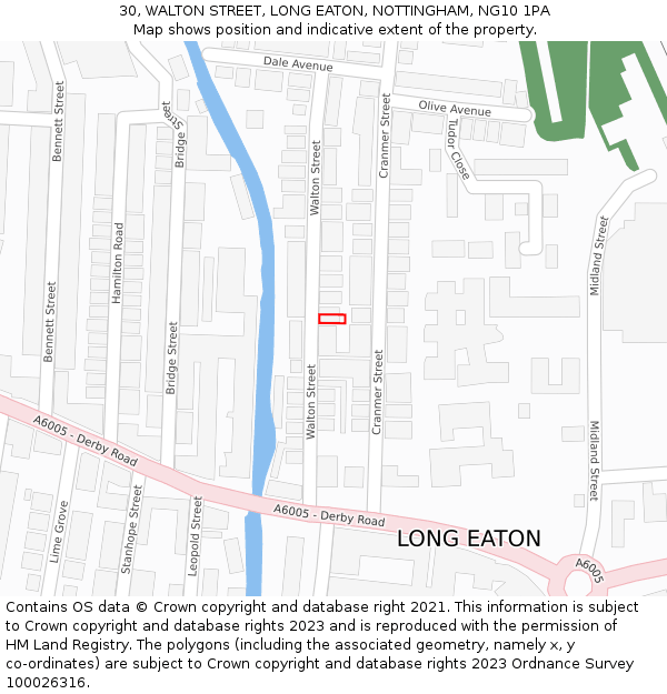 30, WALTON STREET, LONG EATON, NOTTINGHAM, NG10 1PA: Location map and indicative extent of plot
