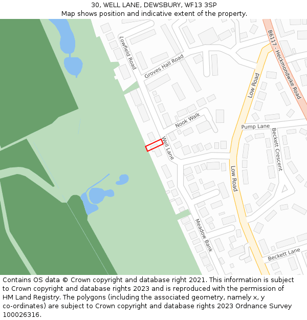 30, WELL LANE, DEWSBURY, WF13 3SP: Location map and indicative extent of plot