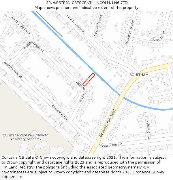 30, WESTERN CRESCENT, LINCOLN, LN6 7TD: Location map and indicative extent of plot