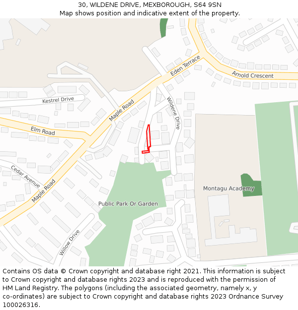 30, WILDENE DRIVE, MEXBOROUGH, S64 9SN: Location map and indicative extent of plot