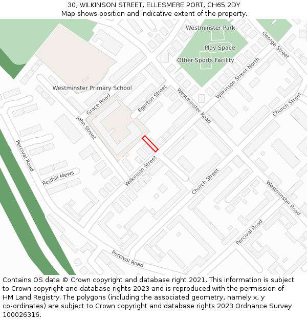 30, WILKINSON STREET, ELLESMERE PORT, CH65 2DY: Location map and indicative extent of plot