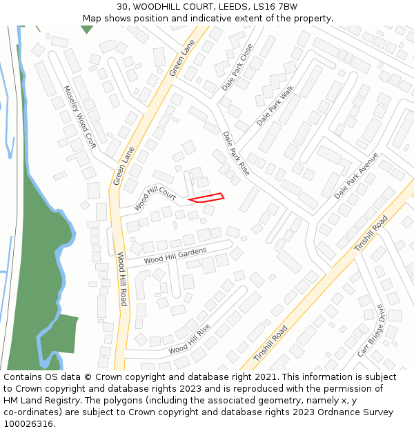 30, WOODHILL COURT, LEEDS, LS16 7BW: Location map and indicative extent of plot