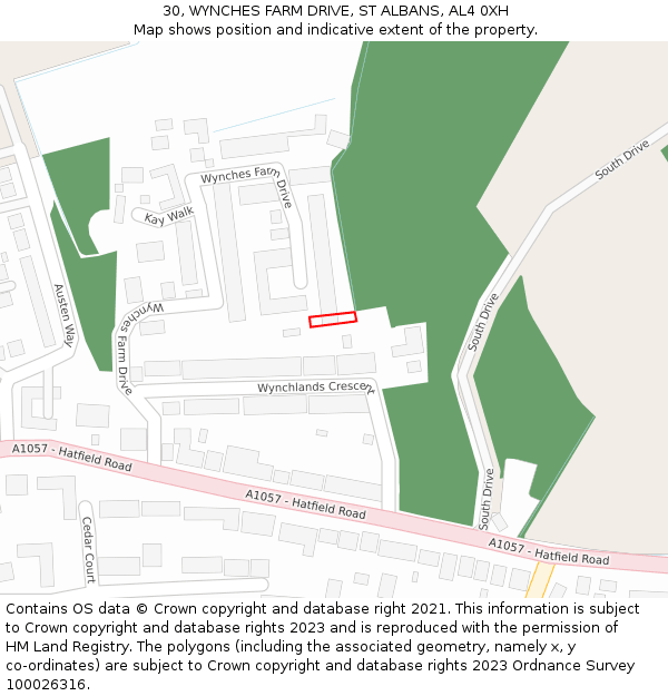 30, WYNCHES FARM DRIVE, ST ALBANS, AL4 0XH: Location map and indicative extent of plot
