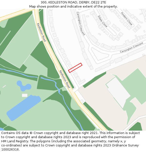 300, KEDLESTON ROAD, DERBY, DE22 2TE: Location map and indicative extent of plot