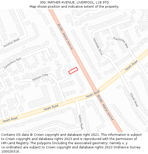 300, MATHER AVENUE, LIVERPOOL, L18 9TQ: Location map and indicative extent of plot