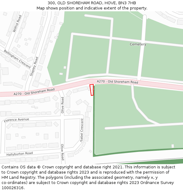 300, OLD SHOREHAM ROAD, HOVE, BN3 7HB: Location map and indicative extent of plot
