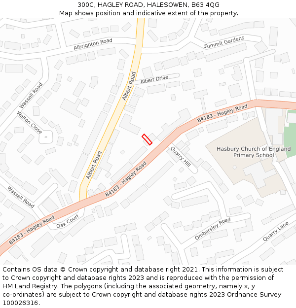 300C, HAGLEY ROAD, HALESOWEN, B63 4QG: Location map and indicative extent of plot