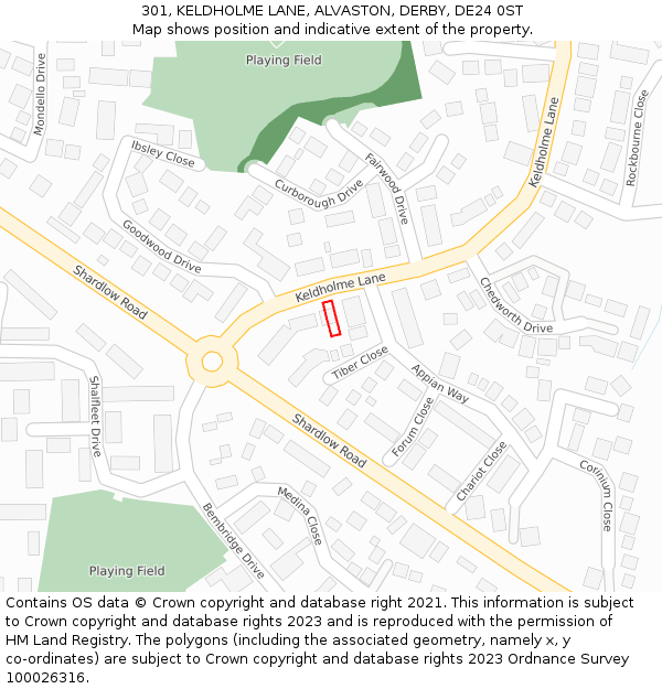 301, KELDHOLME LANE, ALVASTON, DERBY, DE24 0ST: Location map and indicative extent of plot