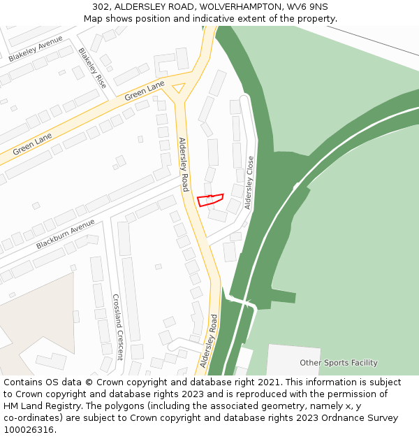 302, ALDERSLEY ROAD, WOLVERHAMPTON, WV6 9NS: Location map and indicative extent of plot