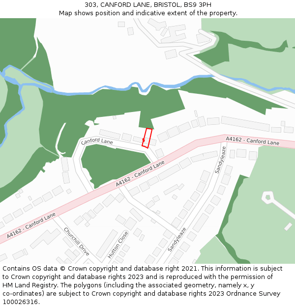 303, CANFORD LANE, BRISTOL, BS9 3PH: Location map and indicative extent of plot