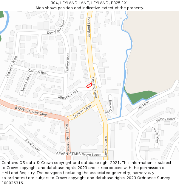 304, LEYLAND LANE, LEYLAND, PR25 1XL: Location map and indicative extent of plot