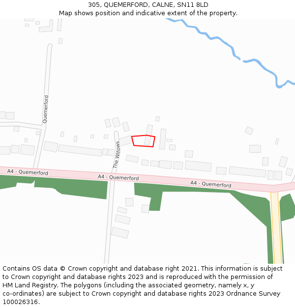 305, QUEMERFORD, CALNE, SN11 8LD: Location map and indicative extent of plot
