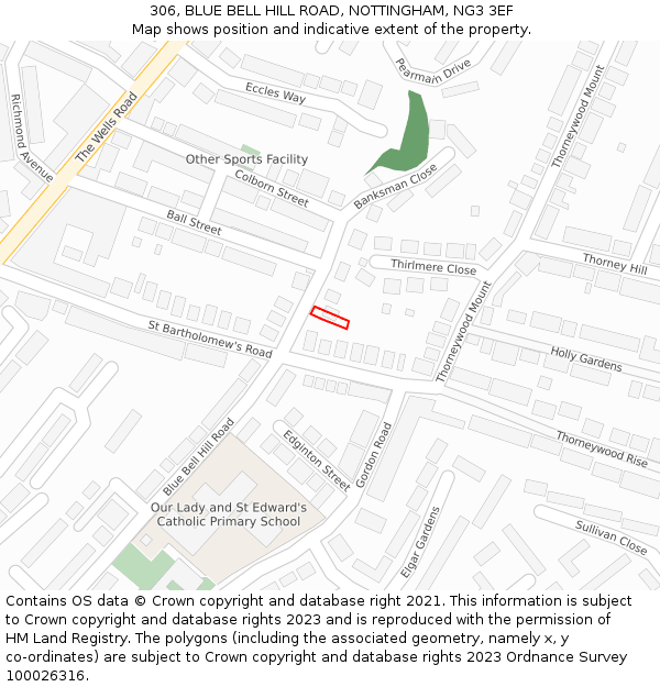 306, BLUE BELL HILL ROAD, NOTTINGHAM, NG3 3EF: Location map and indicative extent of plot