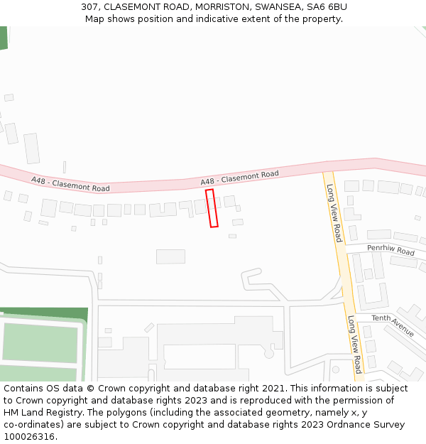 307, CLASEMONT ROAD, MORRISTON, SWANSEA, SA6 6BU: Location map and indicative extent of plot