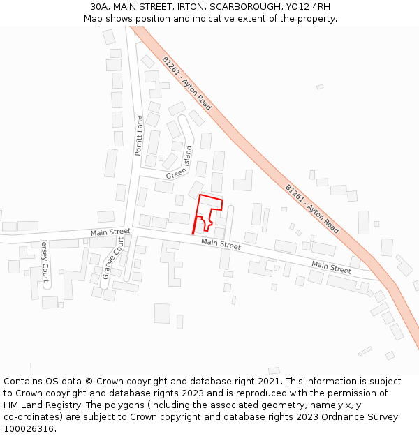 30A, MAIN STREET, IRTON, SCARBOROUGH, YO12 4RH: Location map and indicative extent of plot
