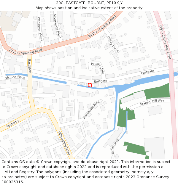 30C, EASTGATE, BOURNE, PE10 9JY: Location map and indicative extent of plot