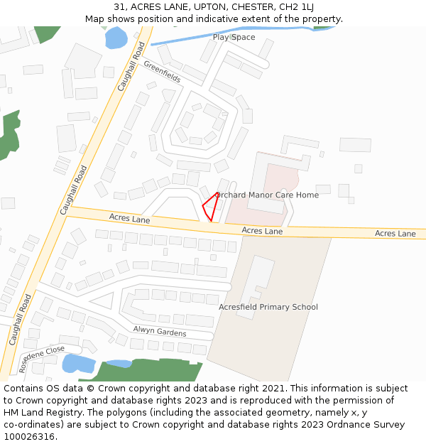 31, ACRES LANE, UPTON, CHESTER, CH2 1LJ: Location map and indicative extent of plot