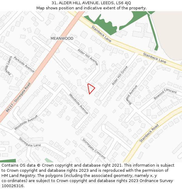 31, ALDER HILL AVENUE, LEEDS, LS6 4JQ: Location map and indicative extent of plot