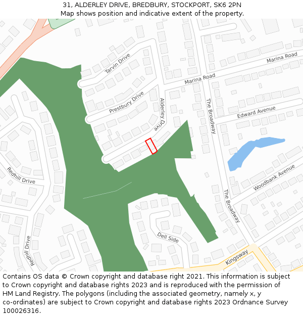 31, ALDERLEY DRIVE, BREDBURY, STOCKPORT, SK6 2PN: Location map and indicative extent of plot