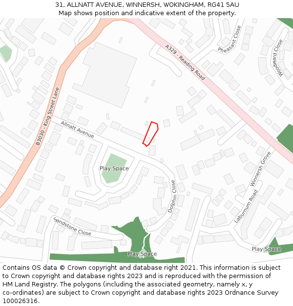 31, ALLNATT AVENUE, WINNERSH, WOKINGHAM, RG41 5AU: Location map and indicative extent of plot