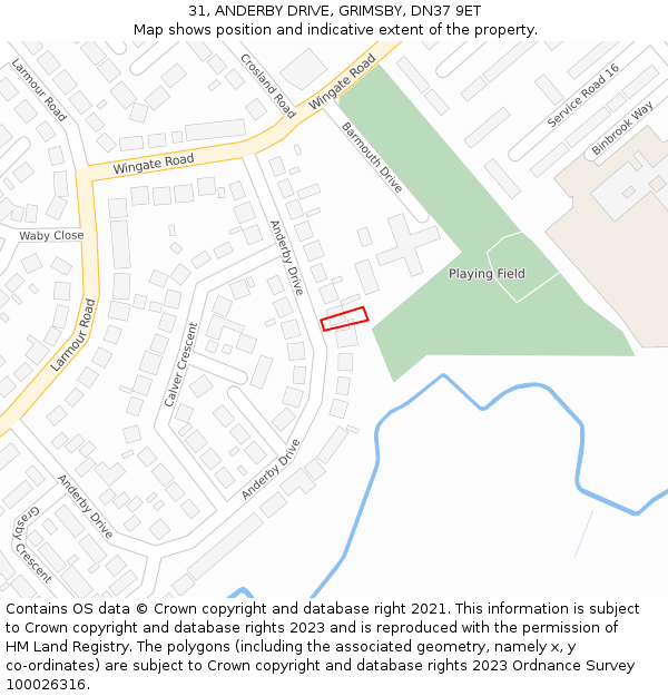 31, ANDERBY DRIVE, GRIMSBY, DN37 9ET: Location map and indicative extent of plot