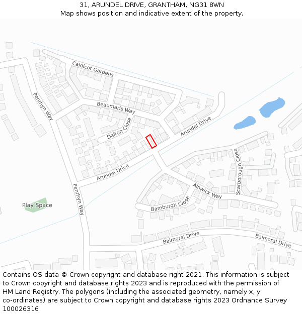 31, ARUNDEL DRIVE, GRANTHAM, NG31 8WN: Location map and indicative extent of plot