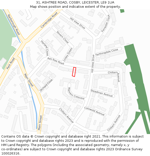 31, ASHTREE ROAD, COSBY, LEICESTER, LE9 1UA: Location map and indicative extent of plot