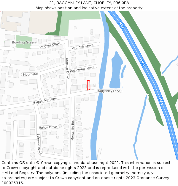 31, BAGGANLEY LANE, CHORLEY, PR6 0EA: Location map and indicative extent of plot