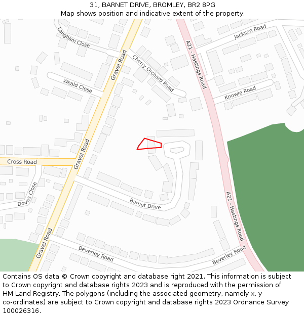31, BARNET DRIVE, BROMLEY, BR2 8PG: Location map and indicative extent of plot