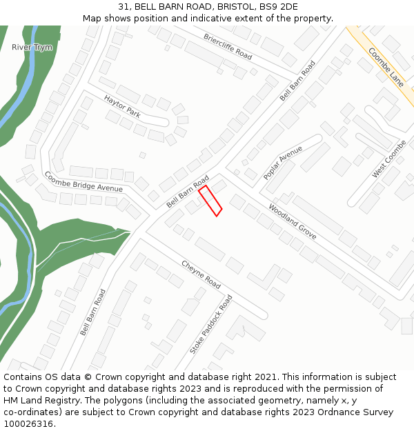 31, BELL BARN ROAD, BRISTOL, BS9 2DE: Location map and indicative extent of plot