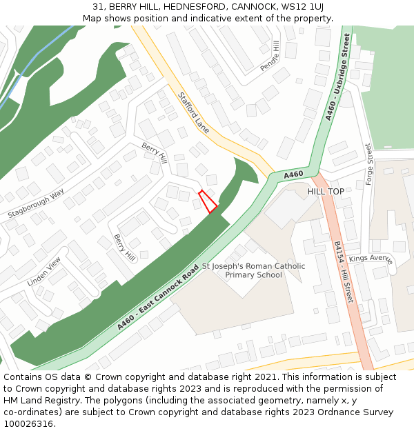 31, BERRY HILL, HEDNESFORD, CANNOCK, WS12 1UJ: Location map and indicative extent of plot