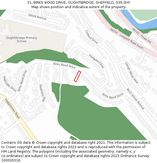 31, BIRKS WOOD DRIVE, OUGHTIBRIDGE, SHEFFIELD, S35 0HY: Location map and indicative extent of plot