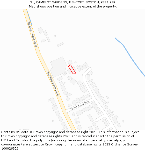 31, CAMELOT GARDENS, FISHTOFT, BOSTON, PE21 9RP: Location map and indicative extent of plot