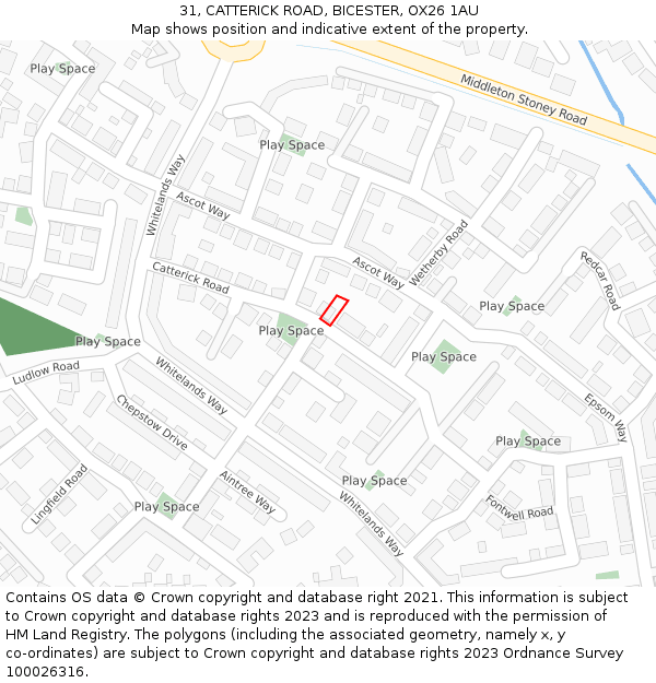 31, CATTERICK ROAD, BICESTER, OX26 1AU: Location map and indicative extent of plot