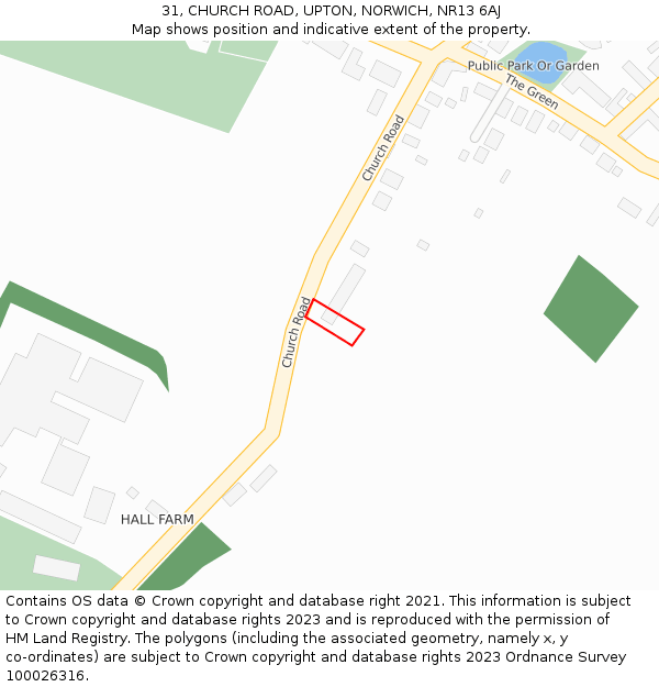 31, CHURCH ROAD, UPTON, NORWICH, NR13 6AJ: Location map and indicative extent of plot