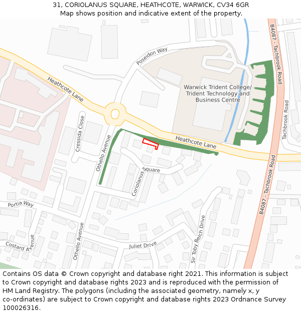 31, CORIOLANUS SQUARE, HEATHCOTE, WARWICK, CV34 6GR: Location map and indicative extent of plot