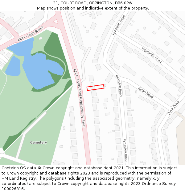 31, COURT ROAD, ORPINGTON, BR6 0PW: Location map and indicative extent of plot