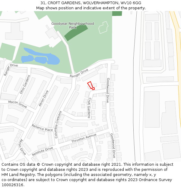 31, CROFT GARDENS, WOLVERHAMPTON, WV10 6GG: Location map and indicative extent of plot