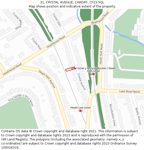 31, CRYSTAL AVENUE, CARDIFF, CF23 5QL: Location map and indicative extent of plot