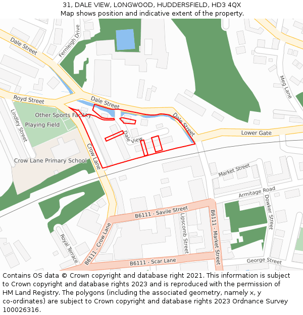 31, DALE VIEW, LONGWOOD, HUDDERSFIELD, HD3 4QX: Location map and indicative extent of plot