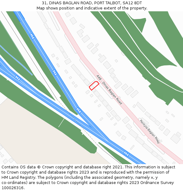 31, DINAS BAGLAN ROAD, PORT TALBOT, SA12 8DT: Location map and indicative extent of plot
