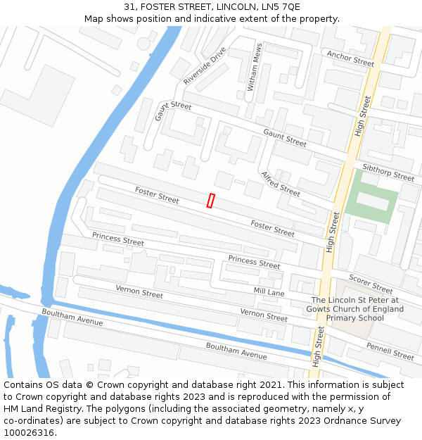 31, FOSTER STREET, LINCOLN, LN5 7QE: Location map and indicative extent of plot