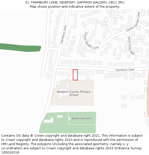 31, FRAMBURY LANE, NEWPORT, SAFFRON WALDEN, CB11 3PU: Location map and indicative extent of plot