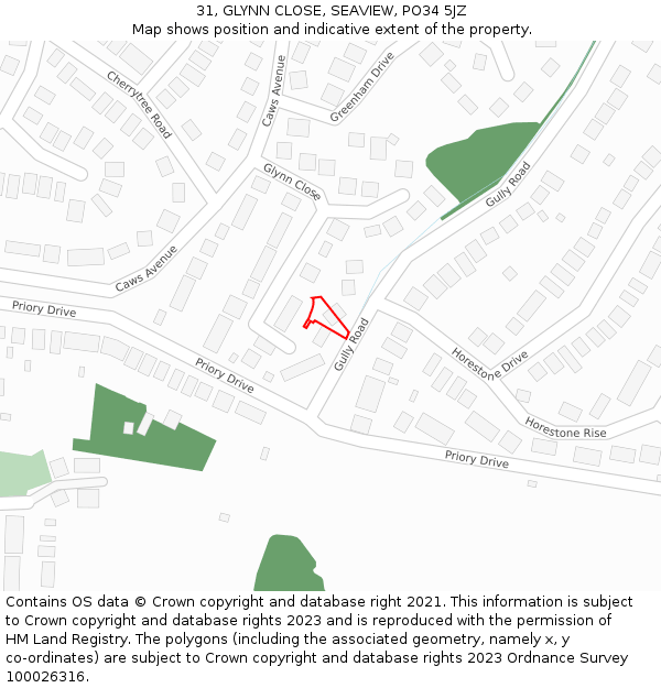 31, GLYNN CLOSE, SEAVIEW, PO34 5JZ: Location map and indicative extent of plot