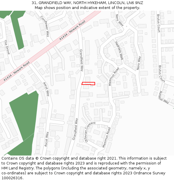 31, GRANDFIELD WAY, NORTH HYKEHAM, LINCOLN, LN6 9NZ: Location map and indicative extent of plot