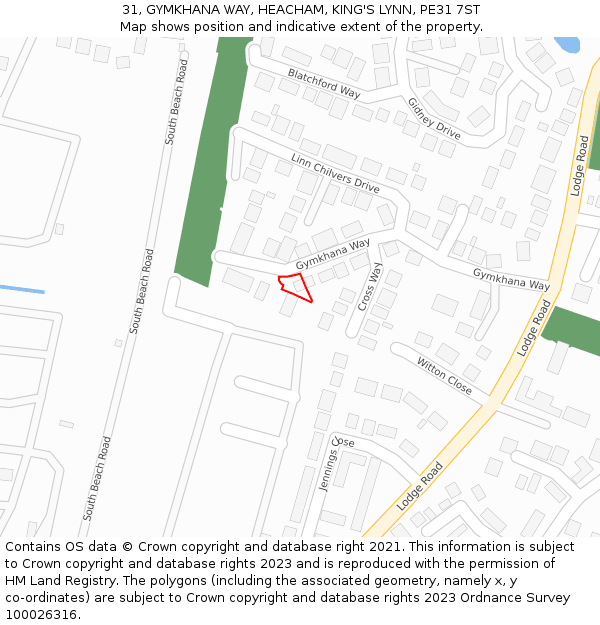 31, GYMKHANA WAY, HEACHAM, KING'S LYNN, PE31 7ST: Location map and indicative extent of plot